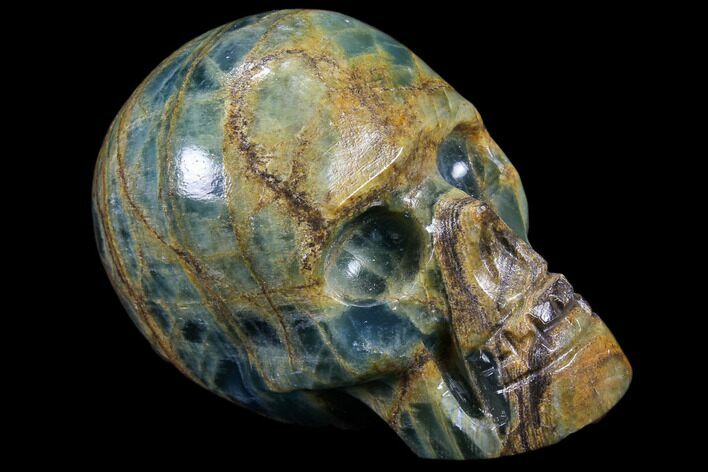 Carved, Blue Calcite Skull - Argentina #80875